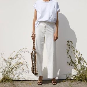 Zara Premium Marine Straight Wide Leg Jeans Ecru